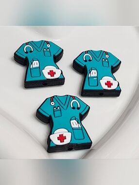 Scrubs Focal Beads Silicone 2 Pc Nursing Nurse Medical Beaded Pen Keychain Craft